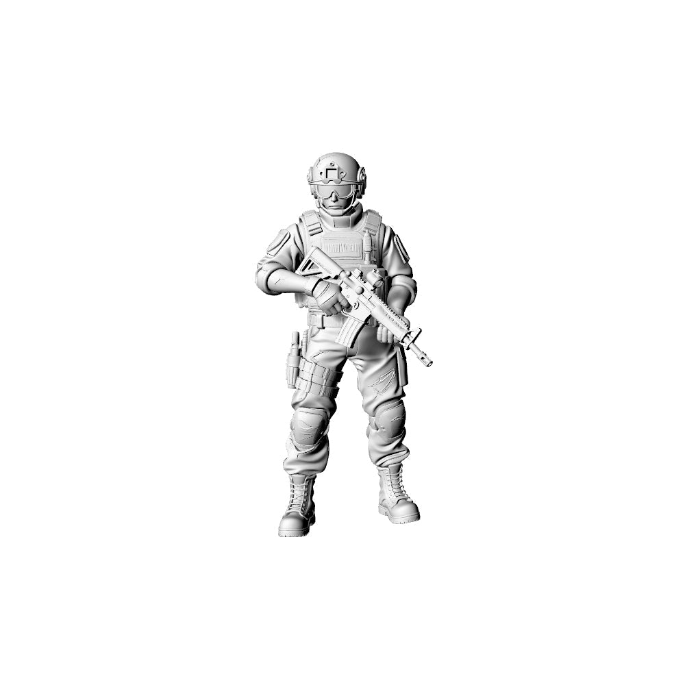 Detail view of MRY-SFW LYGR324 3D Printed Post-Apocalyptic Police Station Survivors Set POLICE Style Wargame Miniatures Model