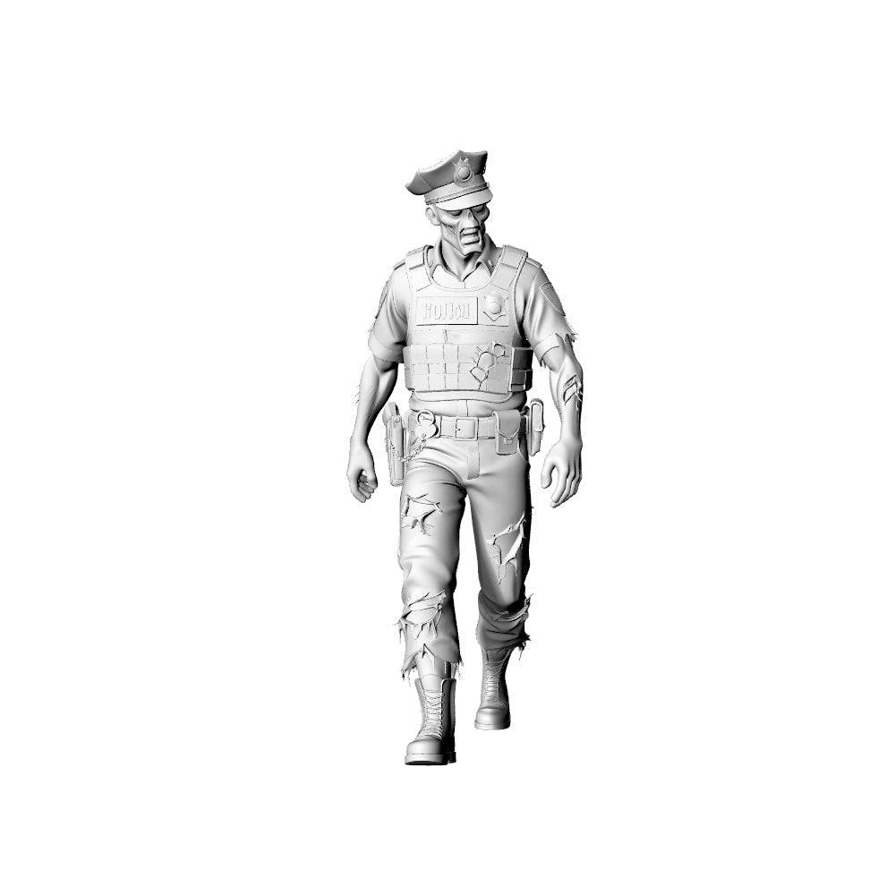 Detail view of MRY-SFW LYGR309 3D Printed Police Station Zombie Figures Set - Patrol SWAT Female Officer Detective Auxiliary Police Unpainted Model Kit Model