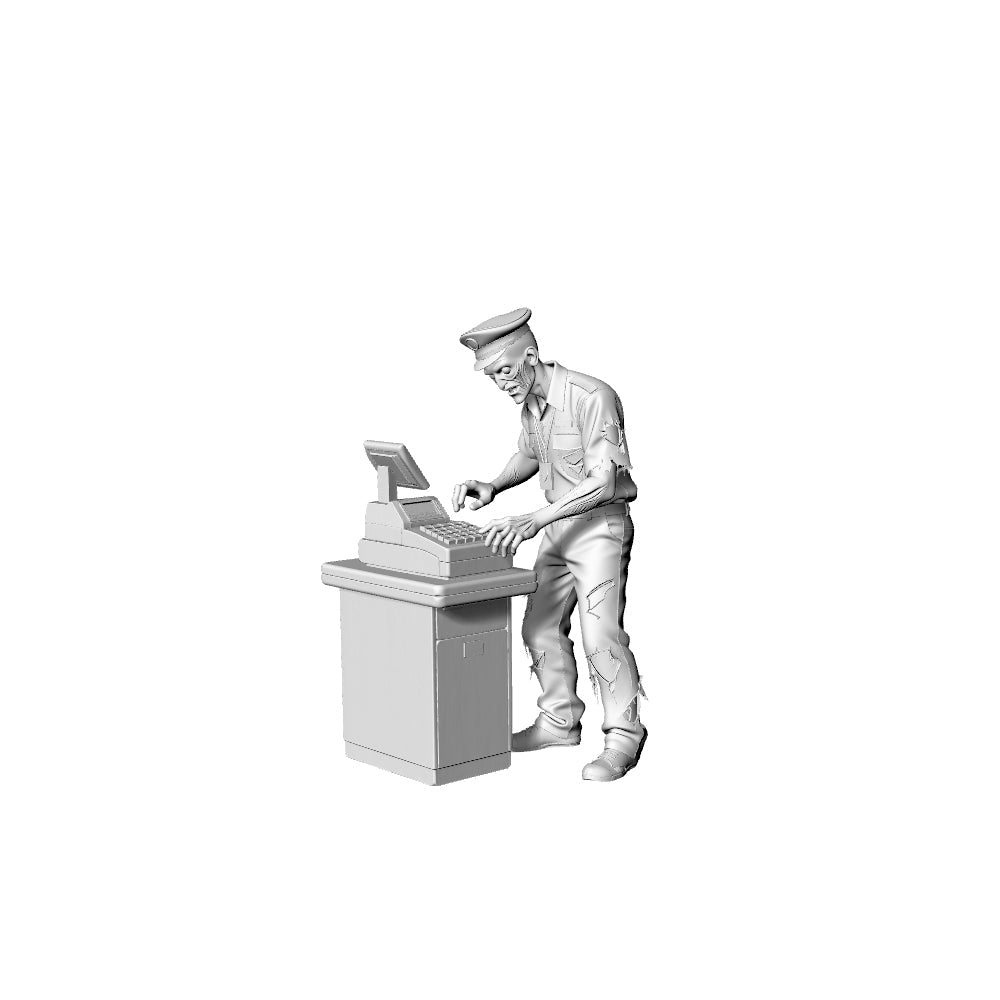 Detail view of MRY-SFW LYGR311 3D Printed Supermarket Staff Zombies Set - Cashier Stock Clerk Butcher Guide Security Miniature Model Kit Model