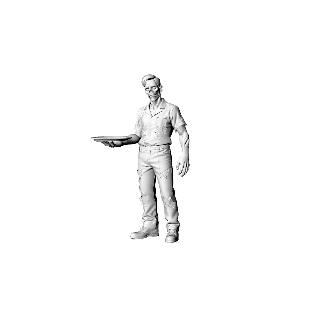 Detail view of MRY-SFW LYGR314 3D Printed Nightclub Staff Zombies Set - DJ, Bartender, Dancer, Security, Waiter Miniature Model Model