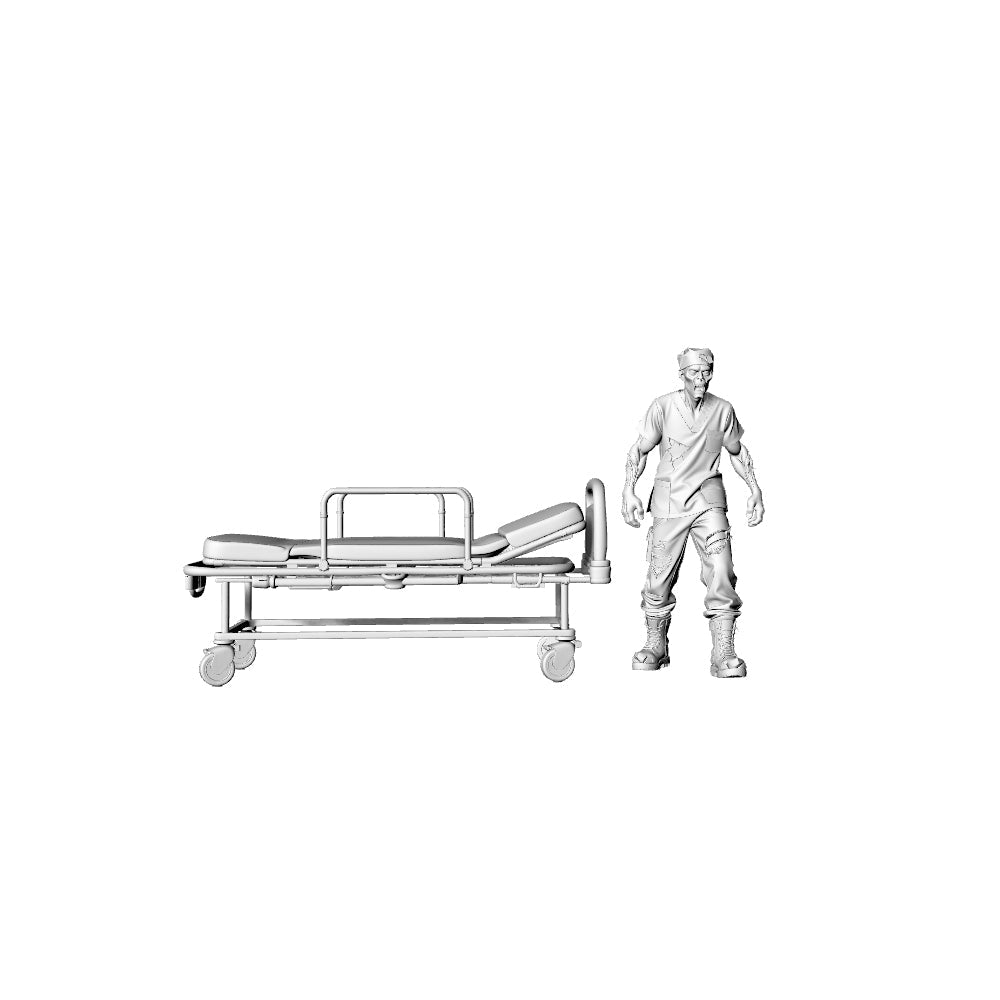Detail view of MRY-SFW LYGR310 3D Printed Hospital Medical Staff Zombie Set - Surgeon Nurse Paramedic Pharmacist Attendant Unpainted Model Model