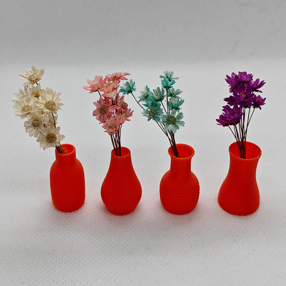 LYTP12401C/E/G/H 1/12 Scale Art Vases Lot of 3 + 3 flowers Dollhouse Miniature Mini Diorama Decor Garden BJD Ornamental