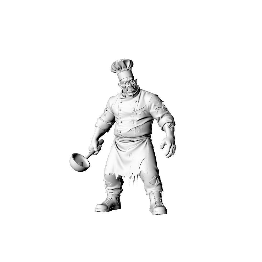 Detail view of MRY-SFW LYGR321 3D Printed Canteen Staff Zombies Set - Cook, Baker, Server, Cleaner Unpainted Model Kit Model