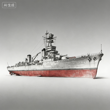 SSC128 Military Model France Huffron Class Heavy Cruiser Water Line