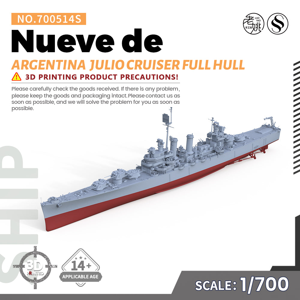 SSMODEL 514S Military Warship Model Kit Brooklyn class Argentina Navy Nueve de Julio Cruiser — scale model kit