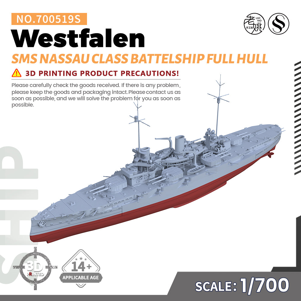 SSMODEL 519S Military Warship Model Kit SMS Nassau Class Westfalen Battelship Main image
