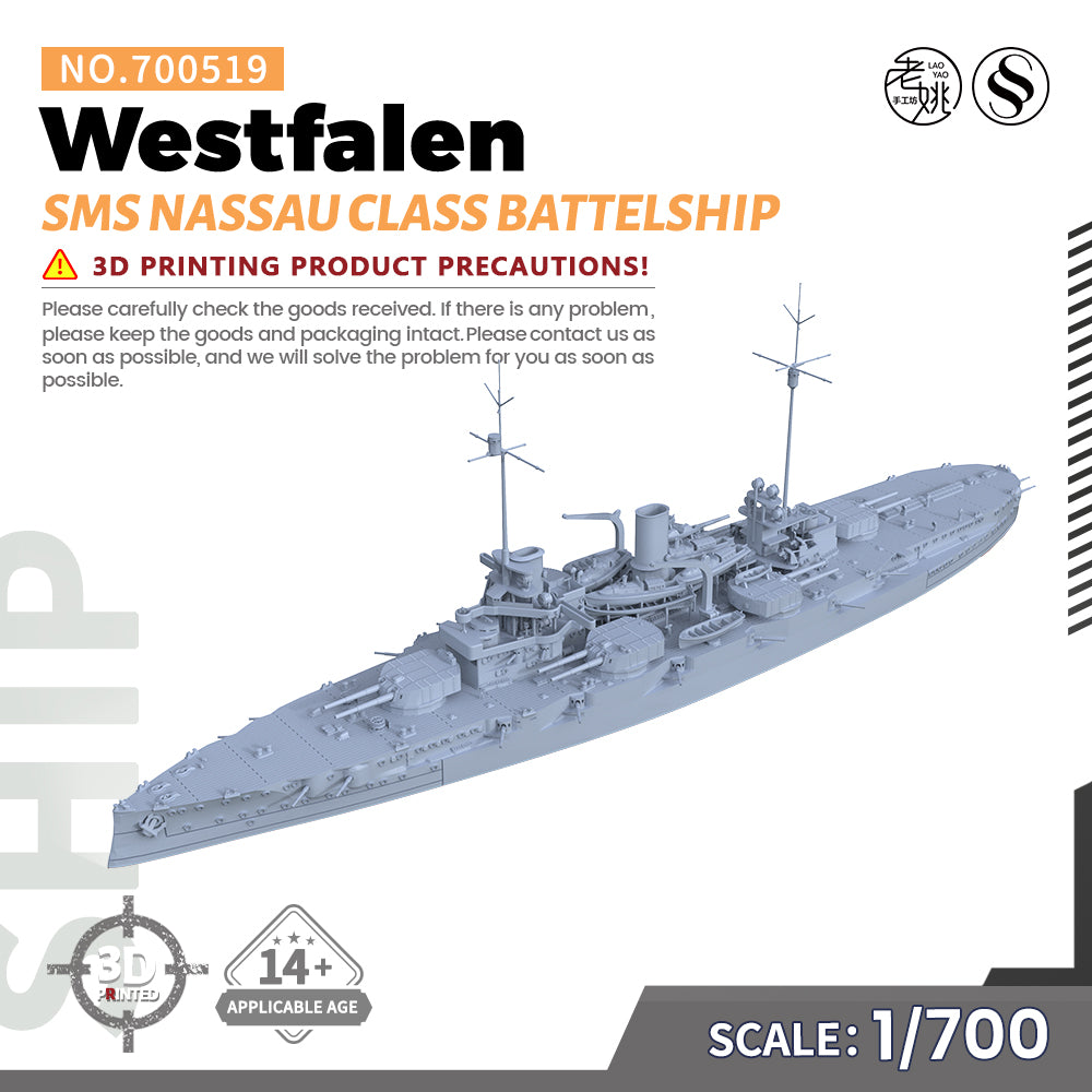 SSMODEL 519 Military Warship Model Kit SMS Nassau Class Westfalen Battelship Main image