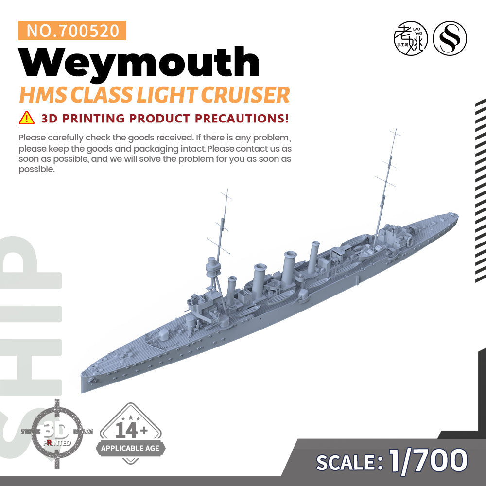 SSMODEL 520 Military Warship Model Kit HMS Weymouth Class Light Cruiser — scale model kit