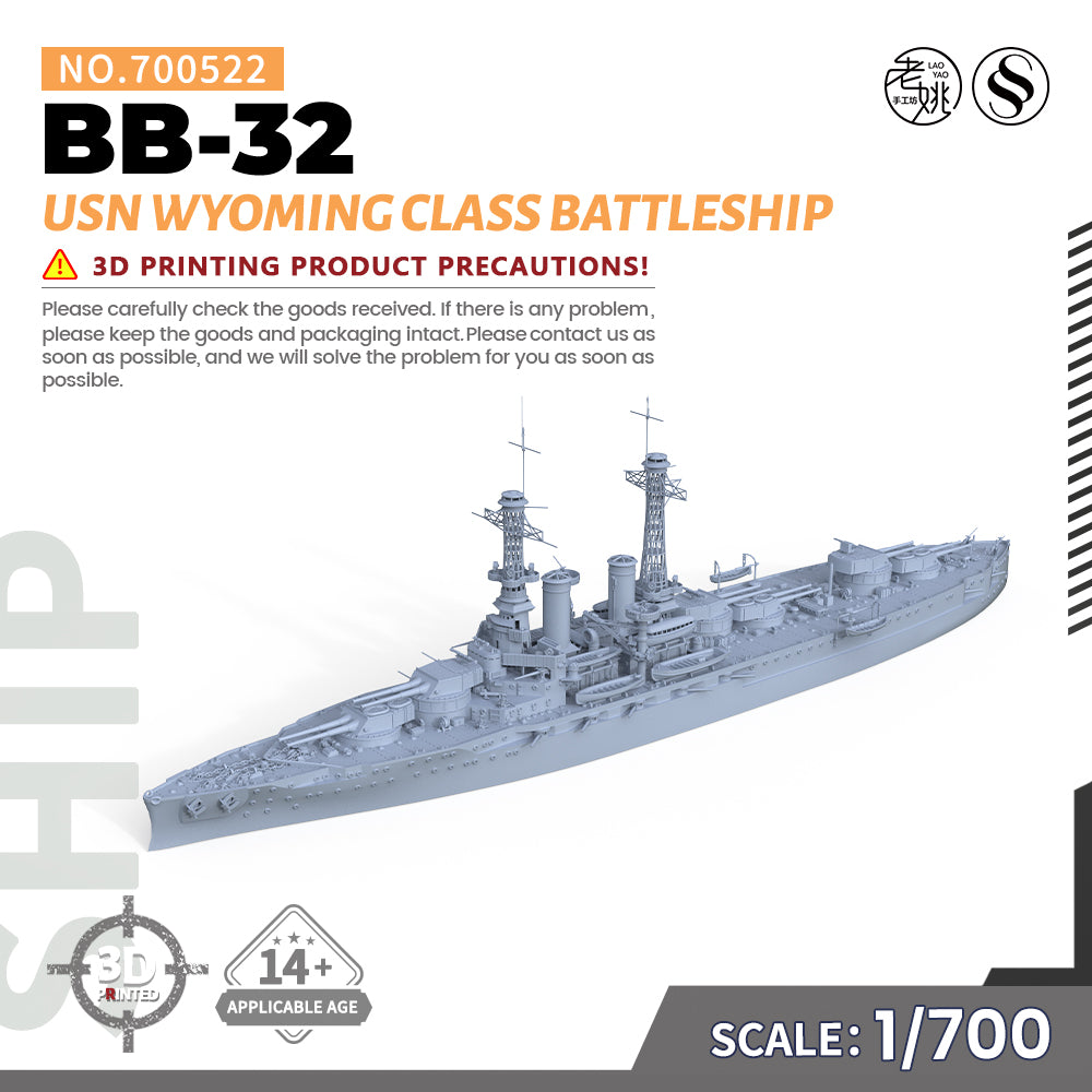 SSMODEL 522 Military Warship Model Kit US Navy Wyoming class Battleship BB-32