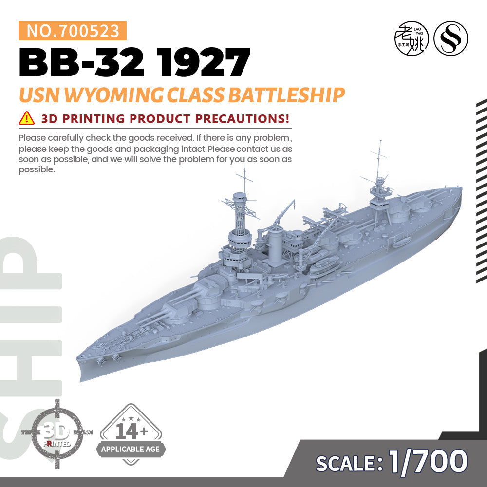 SSMODEL 523 Military Warship Model Kit US Navy Wyoming class Battleship BB-32 1927