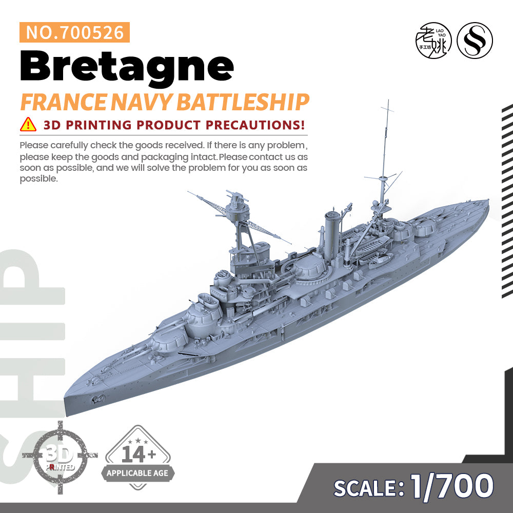 SSMODEL 526 Military Warship Model Kit France Navy Bretagne Battleship Main image