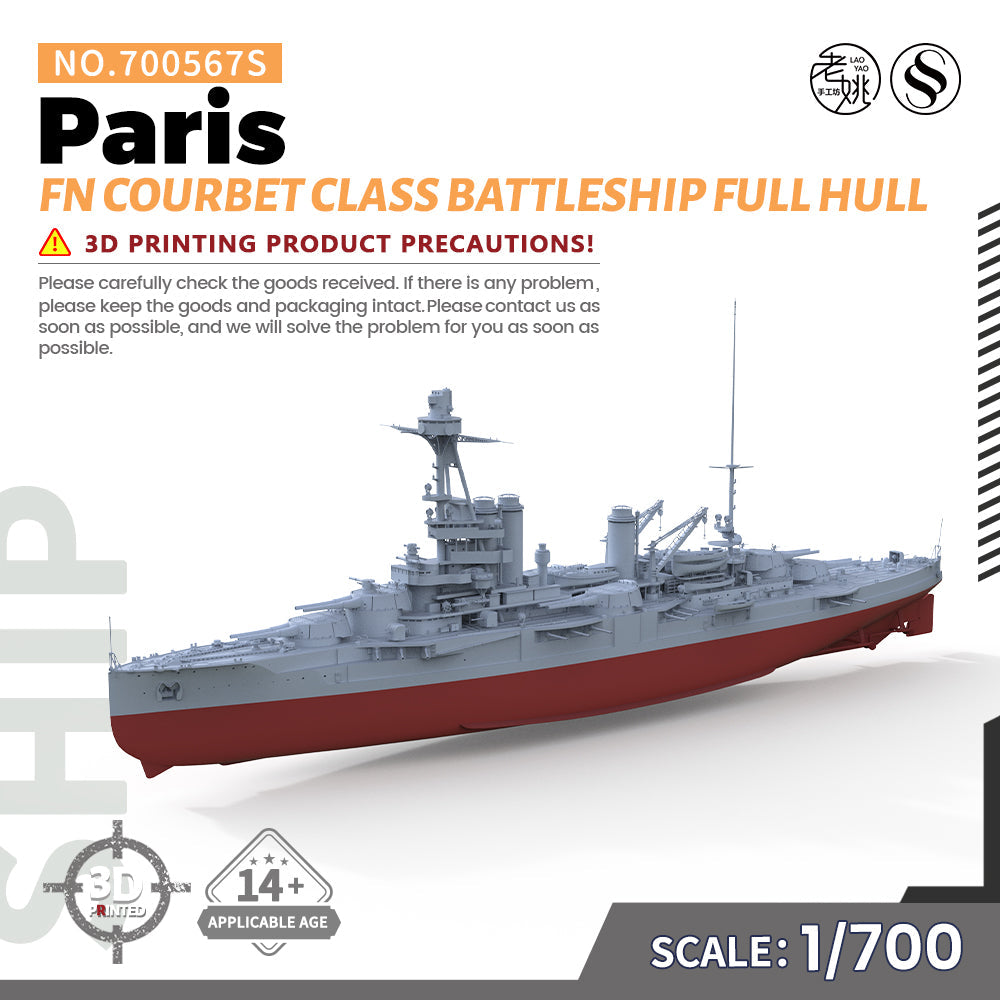 SSMODEL 567S Military Model Kit FN Paris Courbet Class Battleship Full Hull Main image