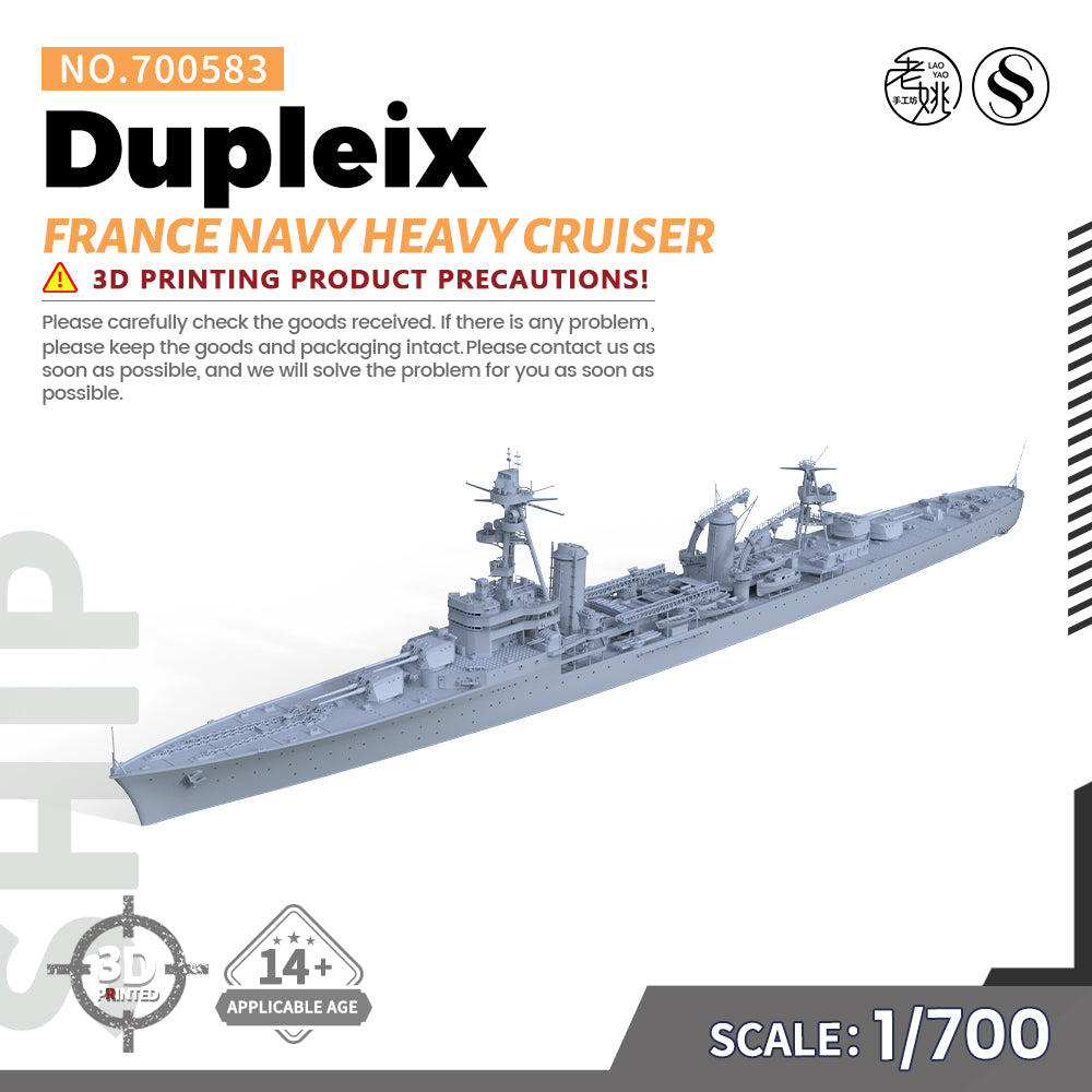 SSMODEL 583 Military Warship Model Kit France Navy Dupleix Heavy Cruiser Main image