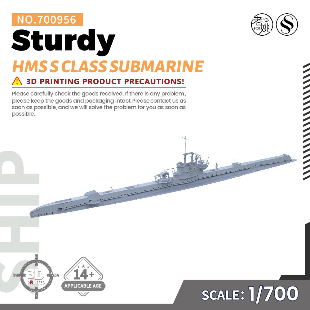 SSMODEL 956 Military Warship Model Kit HMS British S Class Submarine — scale model kit