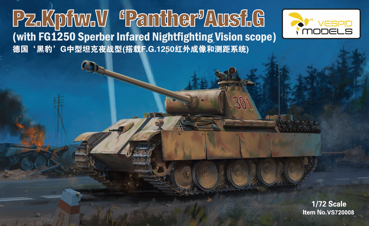 VESPID MODELS VS720008 1/72 Pz.Kpfw.V Panther Ausf.G with Infrared Night Vision Scope — scale model kit