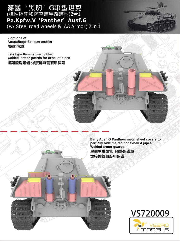 VESPID MODELS VS720009 1/72 Panther Ausf.G w/Steel Road Wheels & AA Armor) — detail view 7