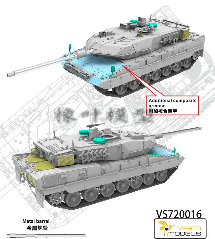 VESPID MODELS VS720016 1/72 Leopard 2 A7V German Main Battle Tank Model Kit — detail view 3