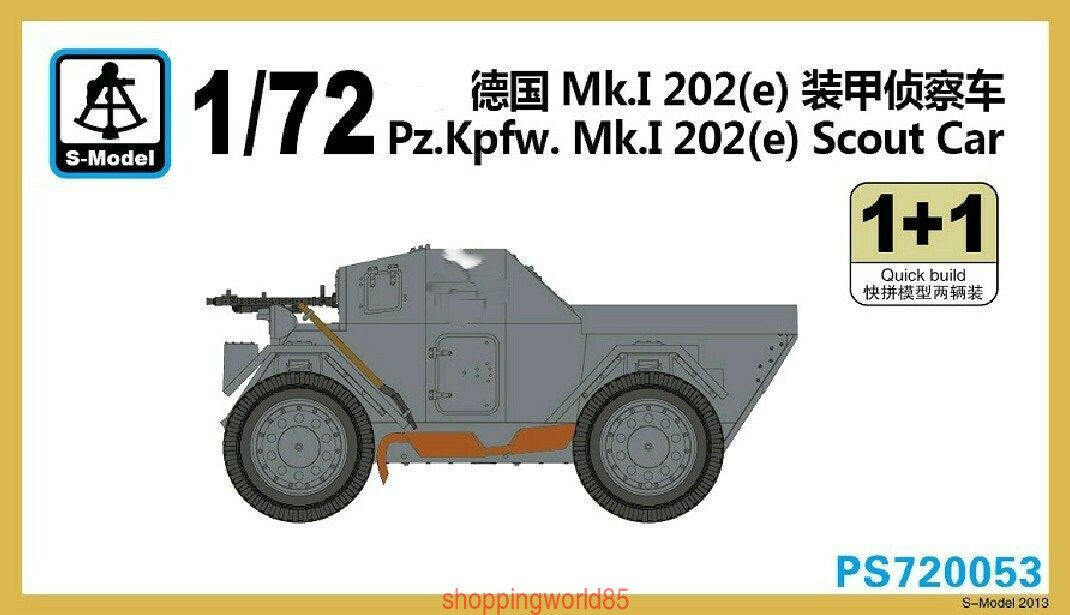S-Model PS720053 1/72 Pz.kpfw.Mk.I 202 e Scout Car 1+1 Plastic Model Kit — scale model kit