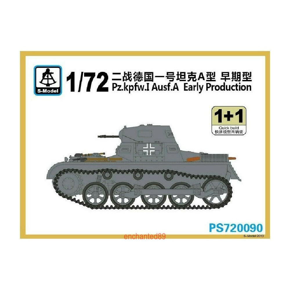 S-Model PS720090 1/72 Pz.Kpfw.I Ausf.A Early Production 1+1 Plastic Model Kit — scale model kit