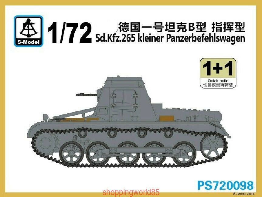 S-Model PS720098 1/72 Sd.kfz.265 Kleiner Panzerbefehlswagen 1+1 Plastic Model Kit — scale model kit