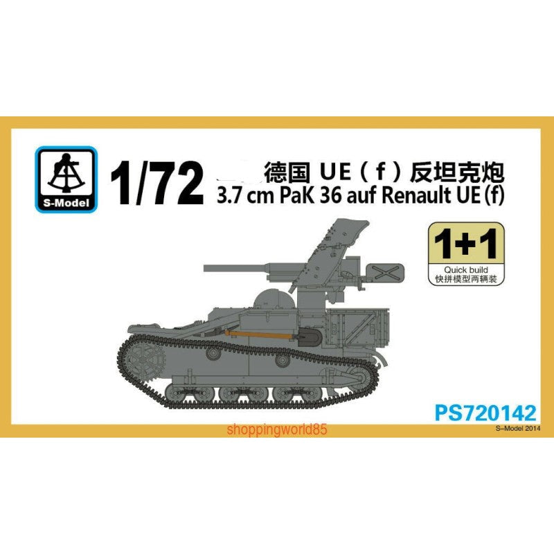 S-Model PS720142 1/72 3.7cm Pak 36 Auf Renault UE f 1+1 Plastic Model Kit Main image