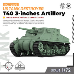Detail view of SSMODEL 500D Finished Painted Military Model Kit US T40 3-inches Artillery Tank Destroyer Model