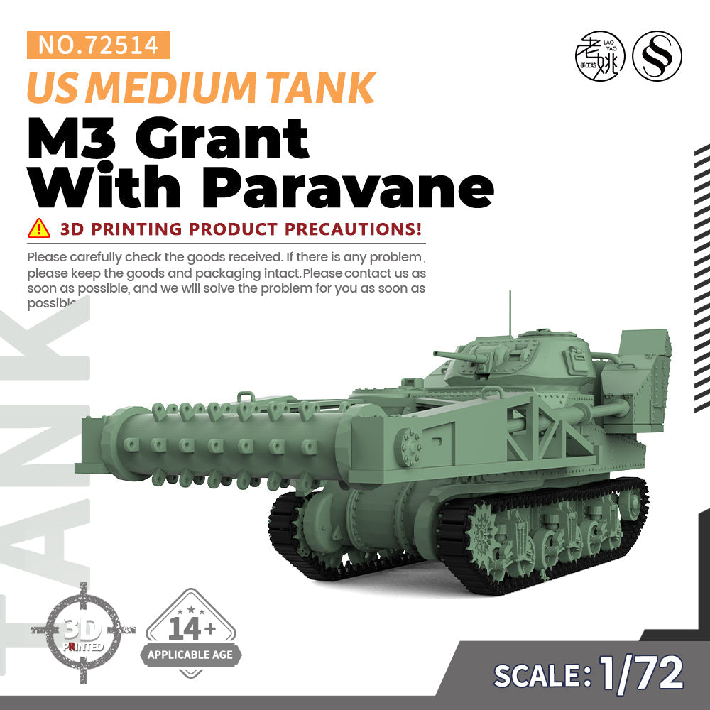 SSMODEL 514 Military Armoured Model Kit US M3 Grant With Paravane Medium Tank