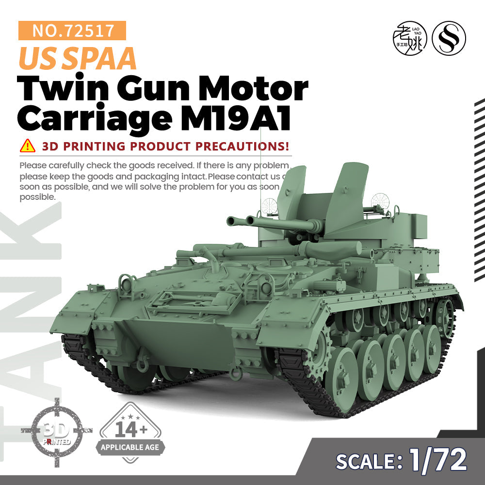 SSMODEL 517 Military Armoured Model Kit US M19A1 Twin Gun Motor Carriage SPAA