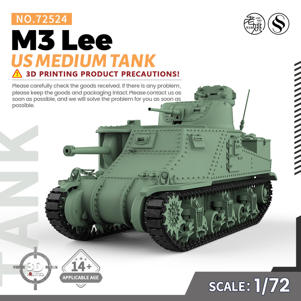 SSMODEL 524 Military Armoured Model Kit US M3 Lee Medium Tank