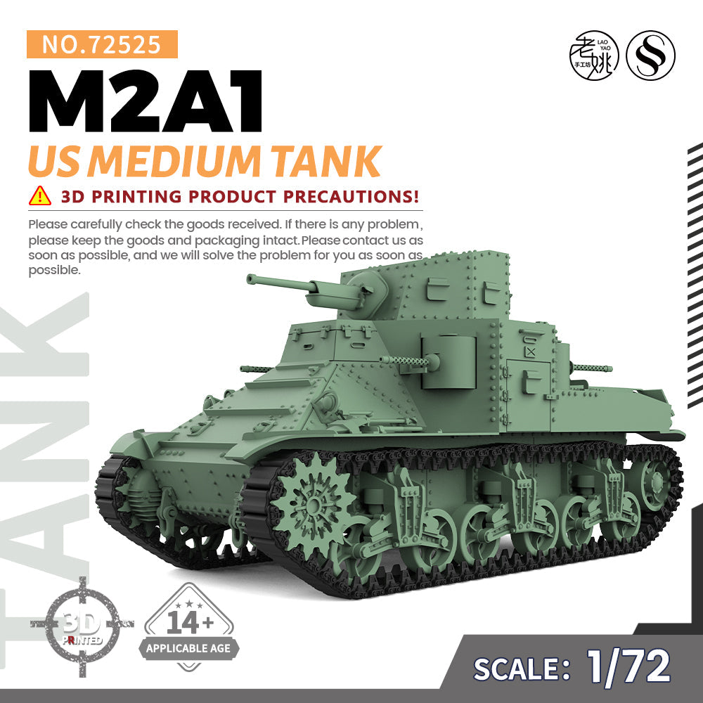 SSMODEL 525 Military Armoured Model Kit US M2A1 Medium Tank Main image