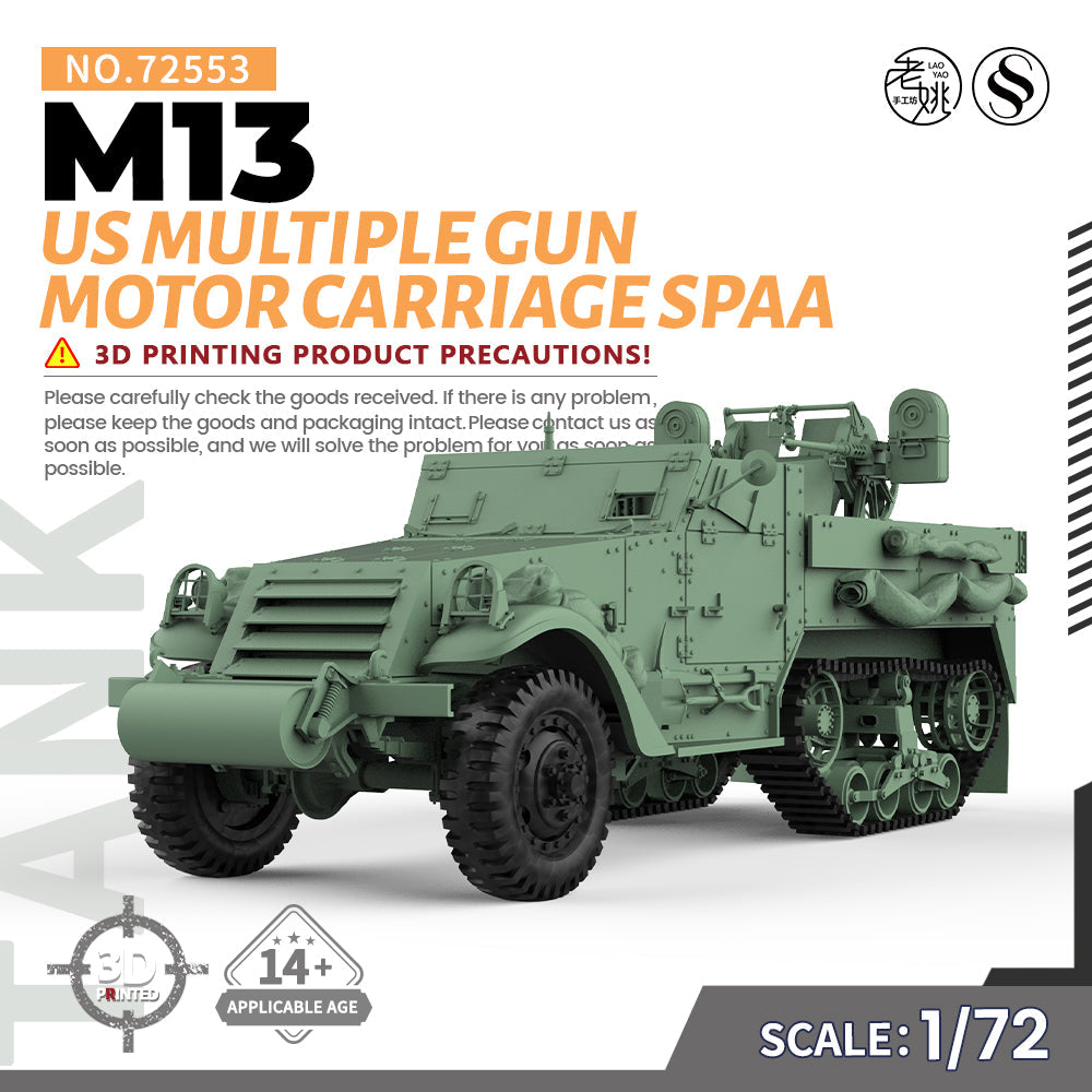 SSMODEL 553 Military Armoured Model Kit US M13 Multiple Gun Motor Carriage SPAA