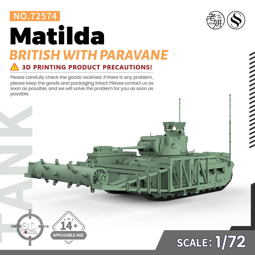 SSMODEL 574 Military Armoured Model Kit British Matilda Tank Minesweeper Main image