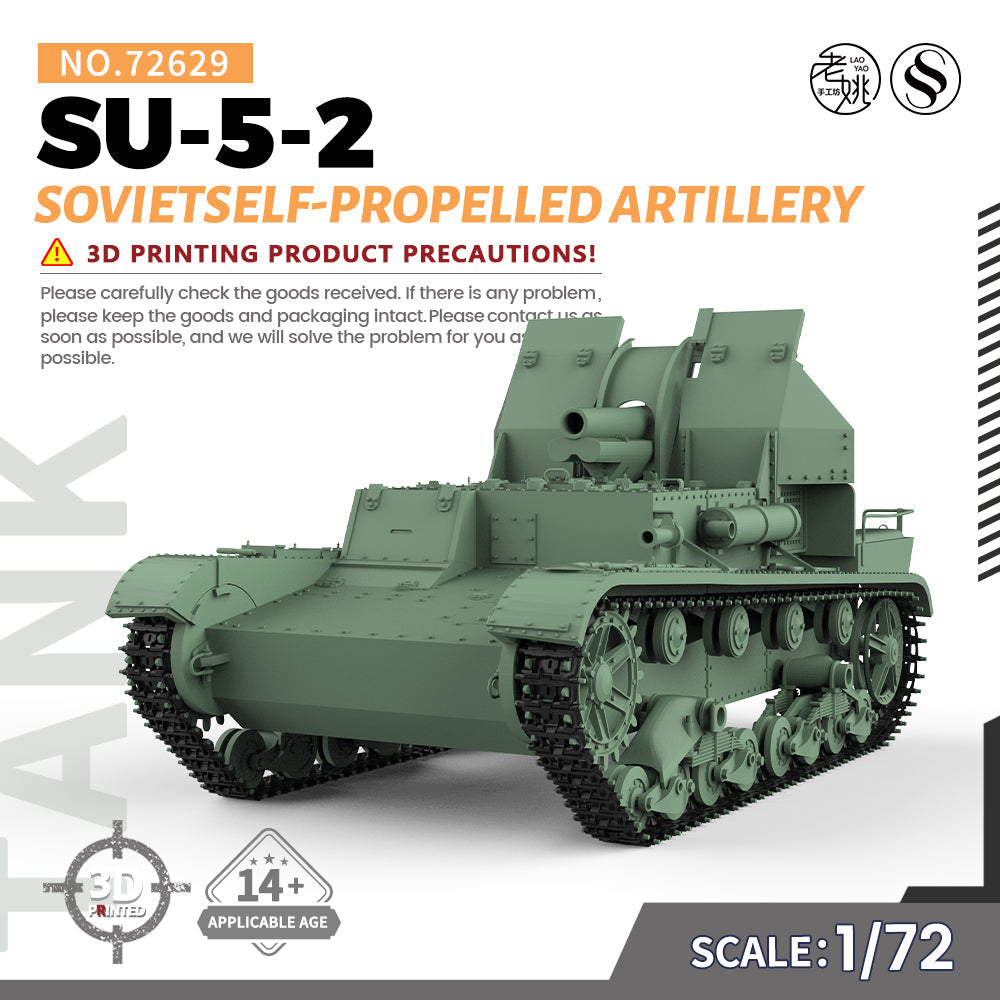 SSMODEL 629 Military Model Kit Soviet SU-5-2 Self-Propelled Artillery — scale model kit