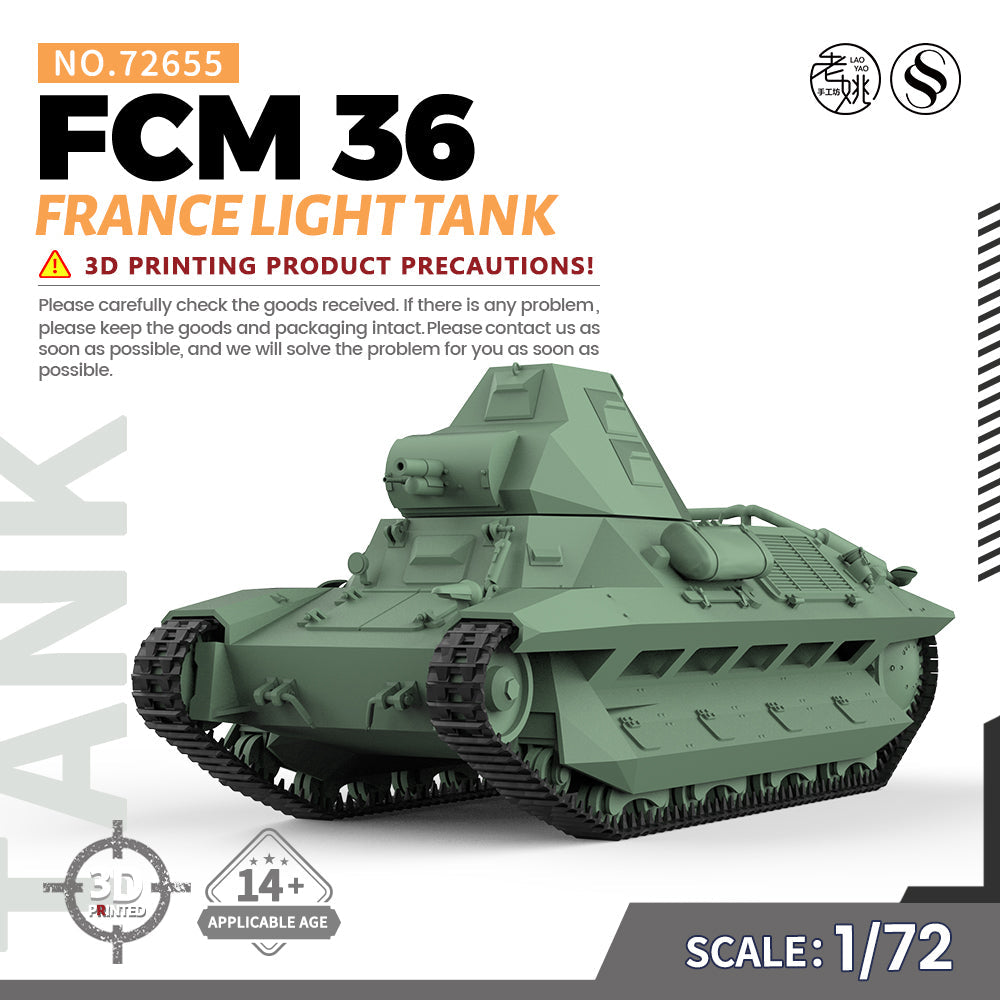 SSMODEL 655 Military Armoured Model Kit France FCM 36 Light Tank — scale model kit