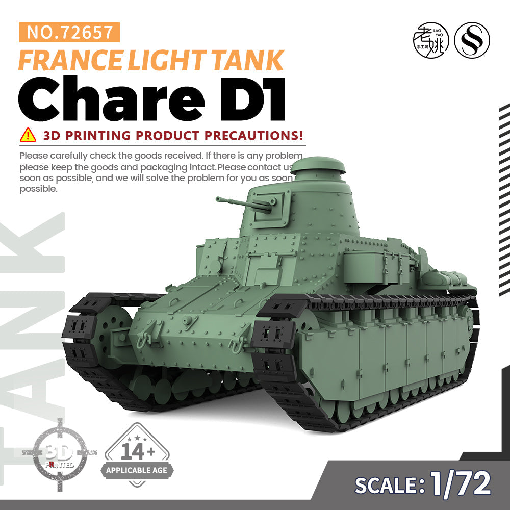 SSMODEL 657 Military Armoured Model Kit France Chare D1 Light Tank — scale model kit