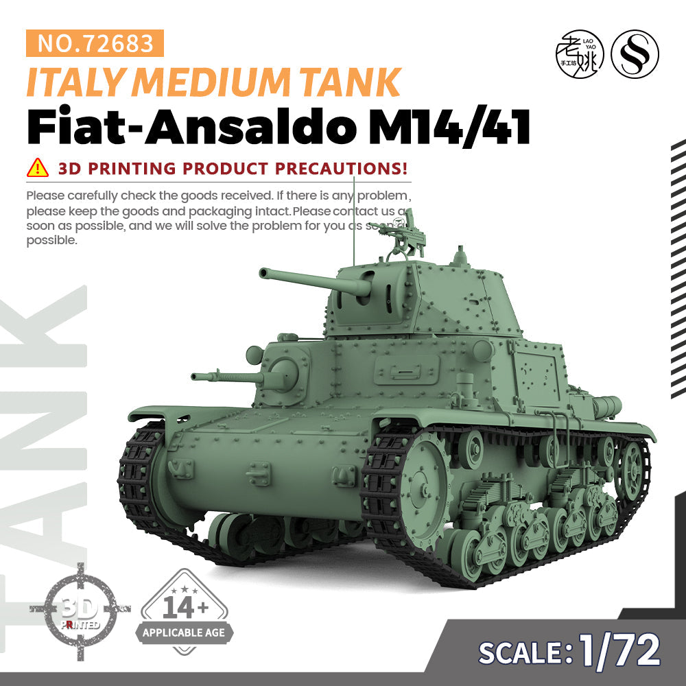 SSMODEL 683 Military Armoured Model Kit Italy Fiat-Ansaldo M14/41 Medium Tank