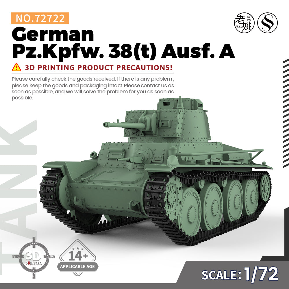 SSMODEL 722 Military Armoured Model Kit German Pz.Kpfw. 38 (t) Ausf. A — scale model kit