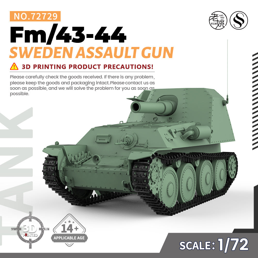 SSMODEL 729 Military Armoured Model Kit Sweden Assault Gun Fm/43-44 StuG — scale model kit