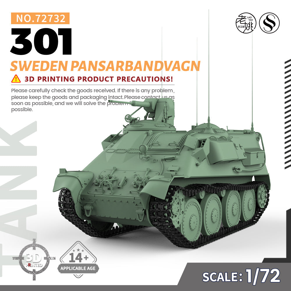SSMODEL 732 Military Armoured Model Kit Sweden Pansarbandvagn 301 Main image