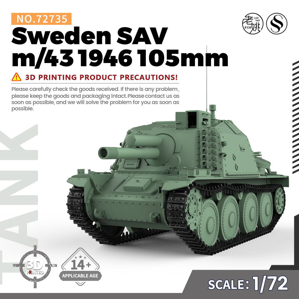 SSMODEL 735 Military Armoured Model Kit Sweden 1946 Stormartillerivagn m/43 — scale model kit