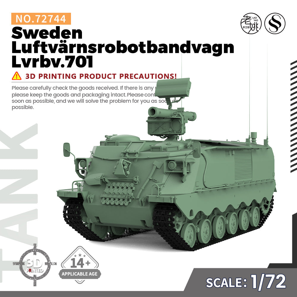 SSMODEL 744 Military Armoured Model Kit Sweden Luftv?rnsrobotbandvagn Lvrbv.701 — scale model kit