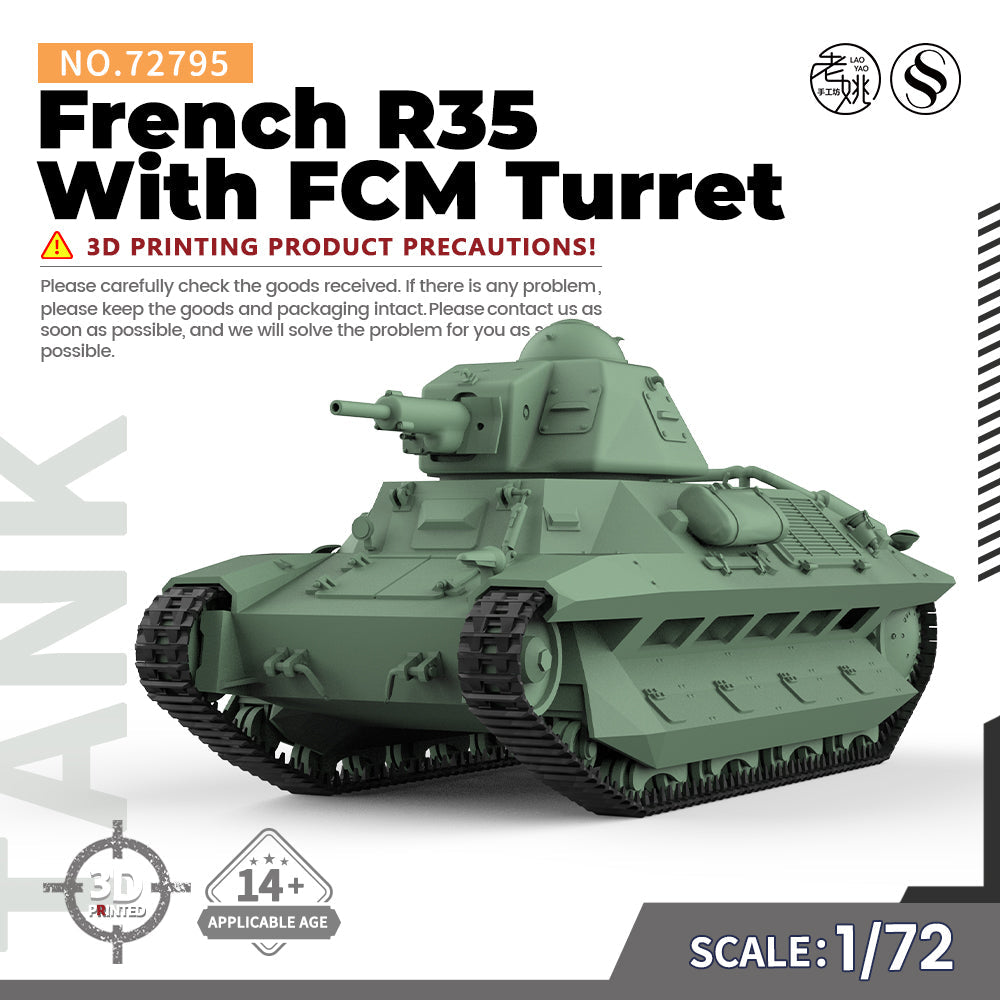 SSMODEL 795 Military Armoured Model Kit French R35 With FCM Turret Light Tank — scale model kit