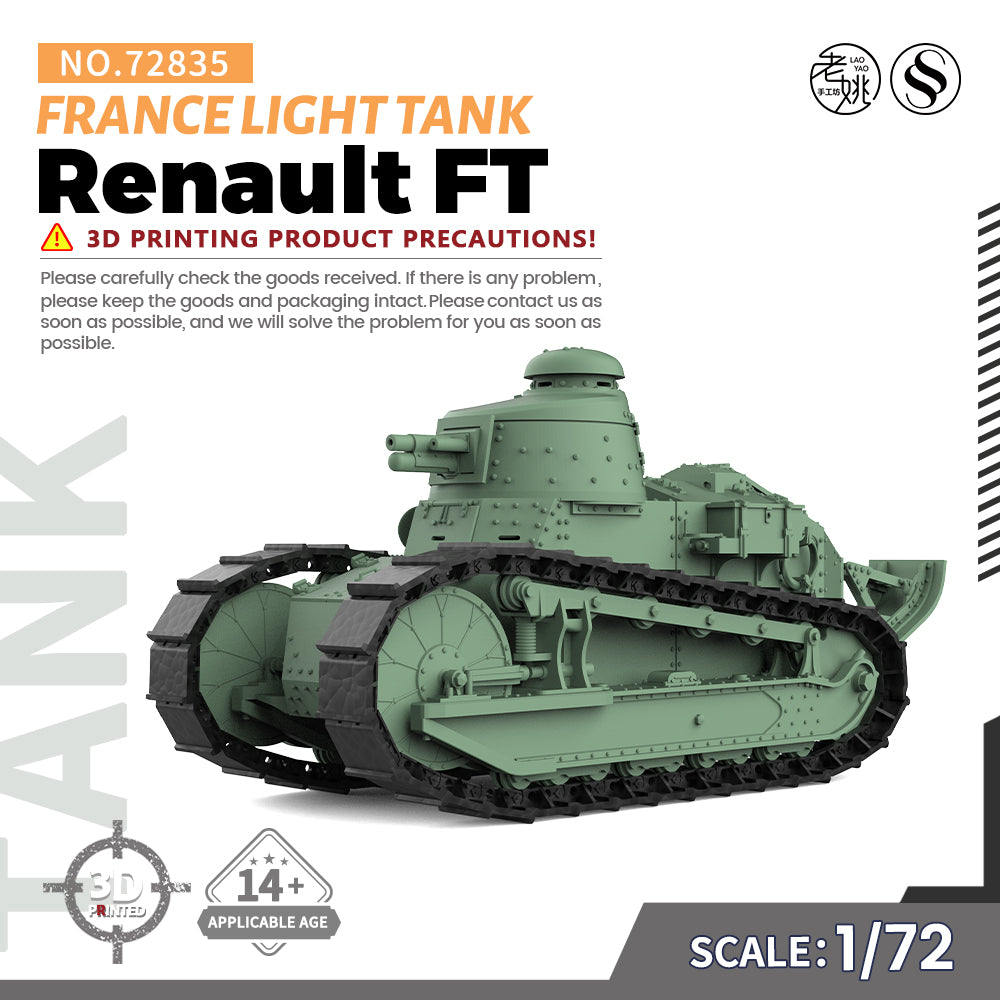 SSMODEL 835 25mm Military Model Kit France Renault FT Light Tank — scale model kit