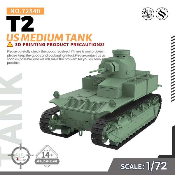 SSMODEL 840 Military Model Kit US T2 Medium Tank