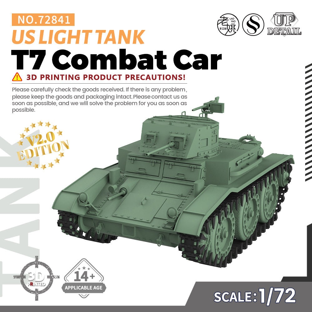 SSMODEL 841 Military Model Kit US T7 Combat Car Light Tank Main image