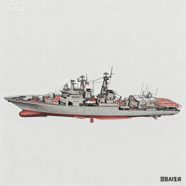 RHWS052-A Military Model USSR Soviet Union Udaloy Class Destroyer Water Line