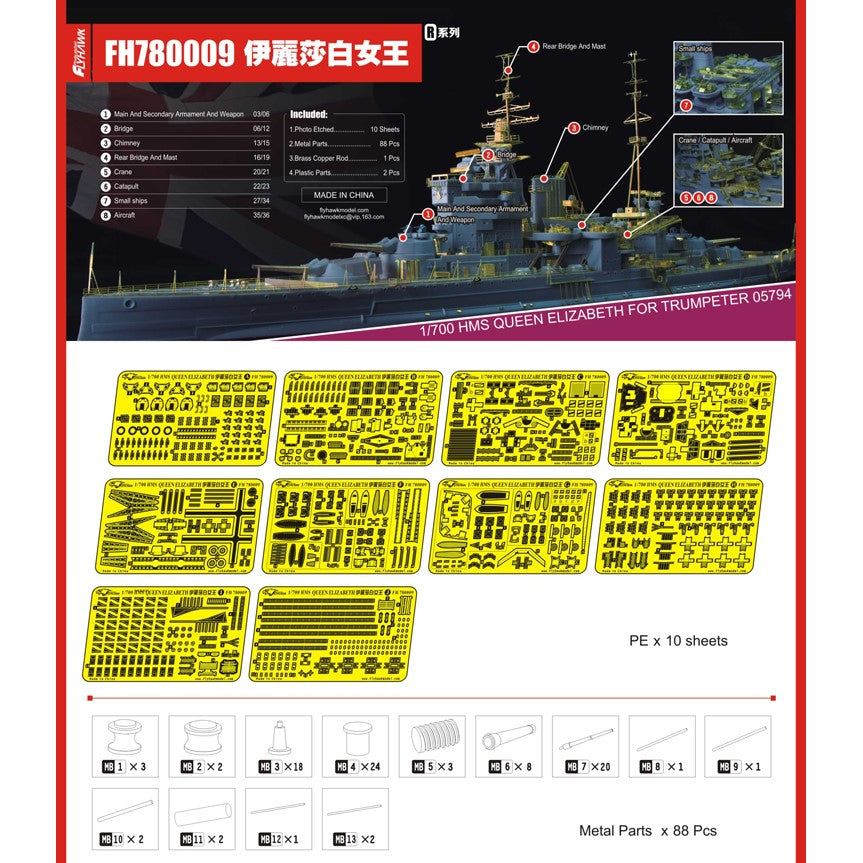 Flyhawk FH780009 1/700 HMS Battleship Queen Elizabeth FOR TRUMPETER 05795