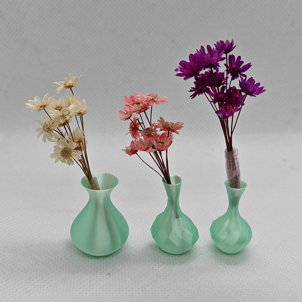 LYTP12401C/E/G/H 1/12 Scale Art Vases Lot of 3 + 3 flowers Dollhouse Miniature Mini Diorama Decor Garden BJD Ornamental
