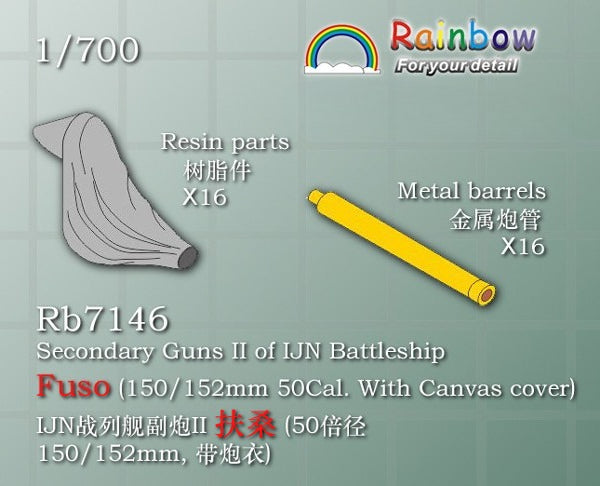 Rainbow 1/700 Secondary Guns II for IJN Battleship Fuso(with Canvas cover)RB7146