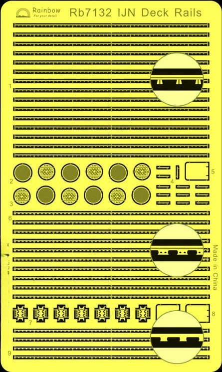 Rainbow PE 1/700 IJN Deck Rails (for aircraft, torpedo & depth charges) RB7132